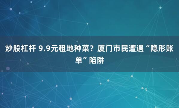 炒股杠杆 9.9元租地种菜？厦门市民遭遇“隐形账单”陷阱